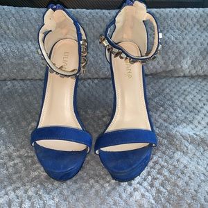 Royal Blue wedge heels with ankle design